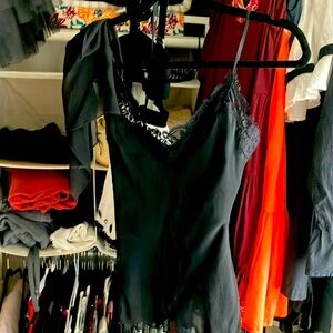 Elegant Black Lace Trim Camisole